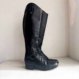 Ariat Black Back Zipper Black Leather Riding Boots 8B
